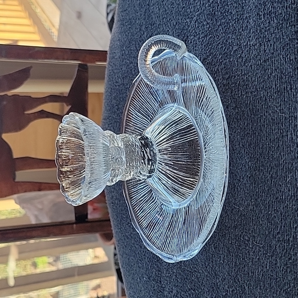 Vintage taper candle holder with finger loop to carry